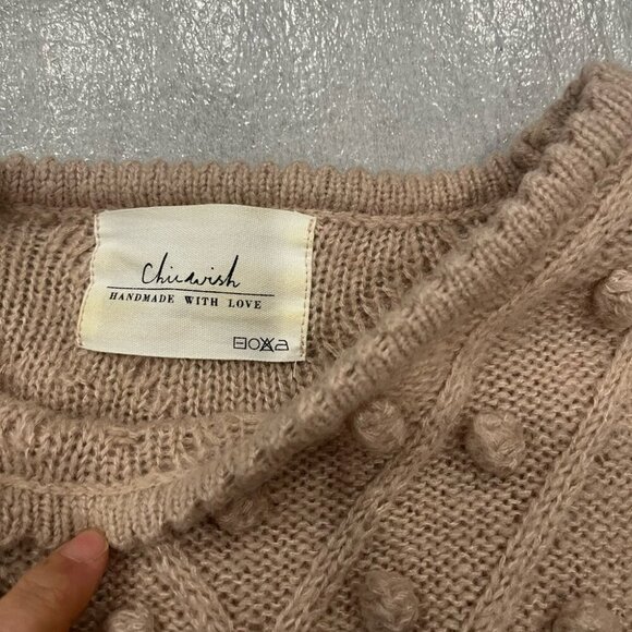 [M]Chicwish Blush Pink Pom Batwing LS Wool Blend Sweater Crew neck - Picture 6 of 13